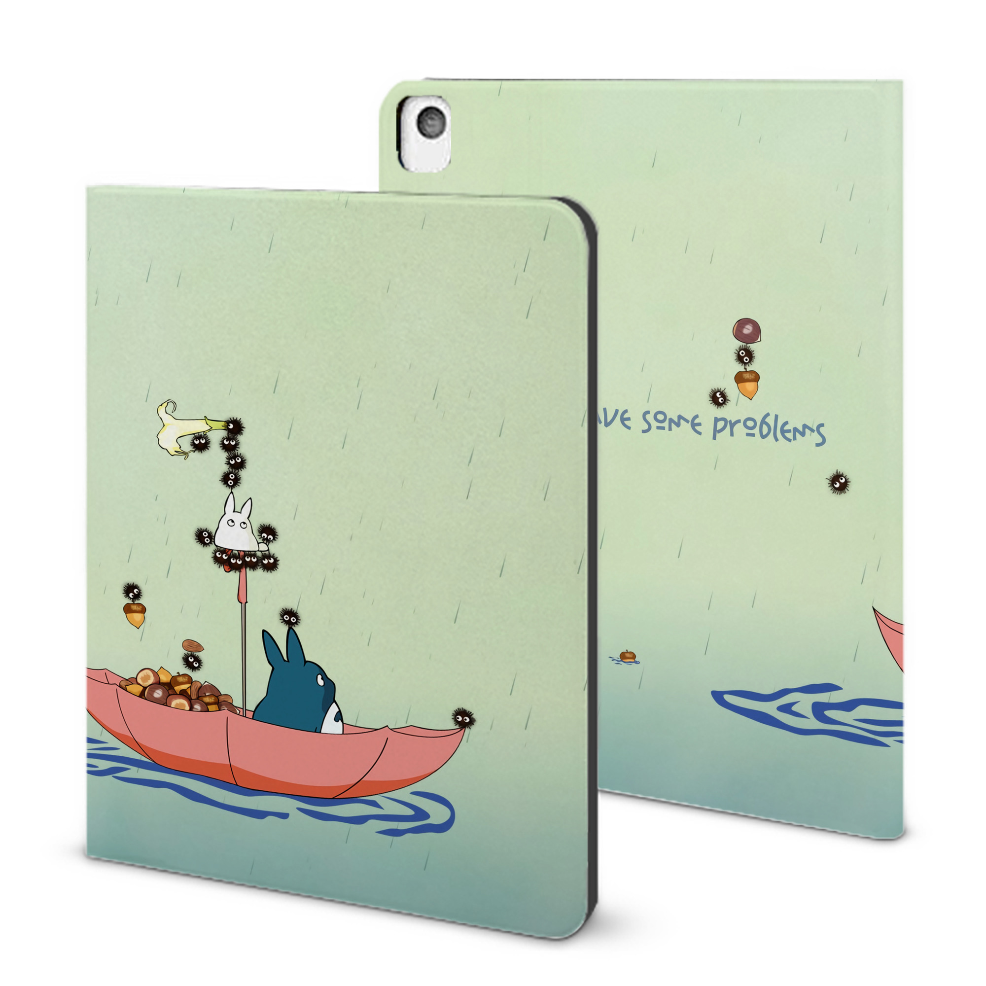 （画像用） となりのトトロ 草壁メイ 草壁サツキ My Neighbor Totoro Satsuki Kusakabe Mei Kusakabe IPadケース ペンホルダー付き ブックスタイルデザイン